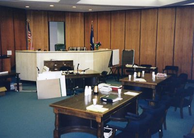 The courtroom during a break in the Cutro retrial of 1999