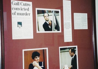 A montage that Sandy Gasser created from the coverage of the Cutro trial by The State newspaper. Her husband, prosecutor Johnny Gasser, hung it on his office wall after the first trial